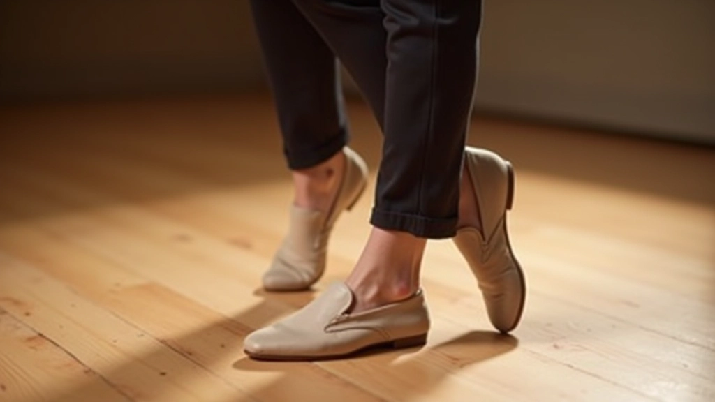 Close-up of feet showing proper dance positioning and footwork during a salsa step sequence