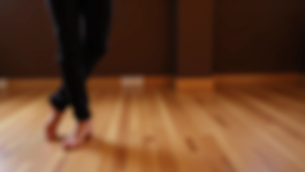 Close-up of feet showing proper salsa footwork position with weight distribution, professional studio setting with wooden floor